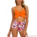 Coskaka Women Two Pieces High Waisted Ruffle Bikini Set Printed Swimwear Bathing Suit Junior Bikini Swimsuits for Teen Girls Orange B07PG4NHCD